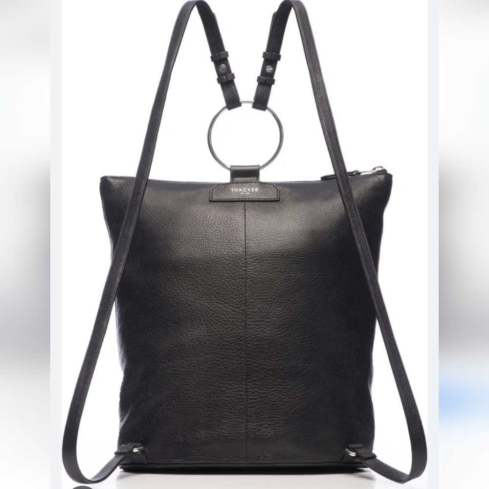 Thacker New York Black Leather Backpack - Picture 2 of 12